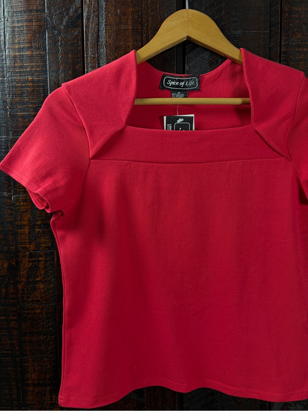 Vintage Red Short-Sleeve Square Neck Top NWT